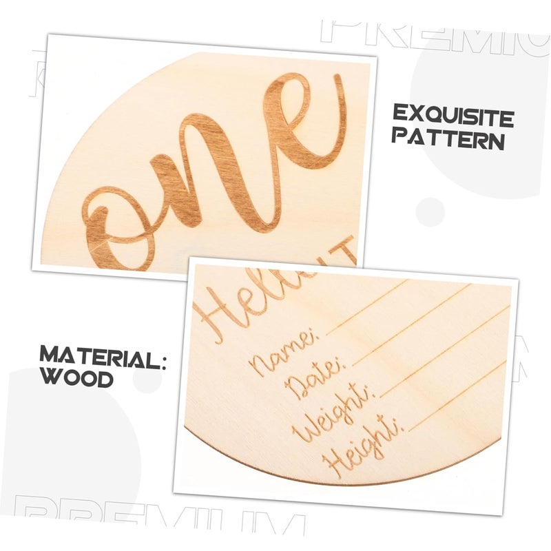 12pcs Wooden Baby Growth Tracker Discs Double Sided Monthly Milestone Photo Cards Photography Props - Image 3